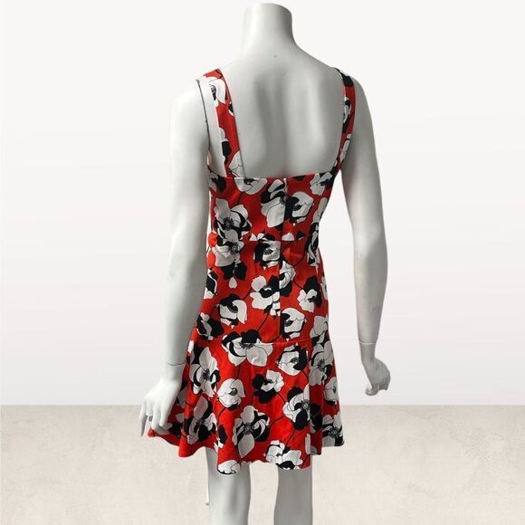 CeCe by Cynthia Steffe Floral Orange Blue & White Hawaii Vacation 90s Drop Waist - Picture 4 of 4